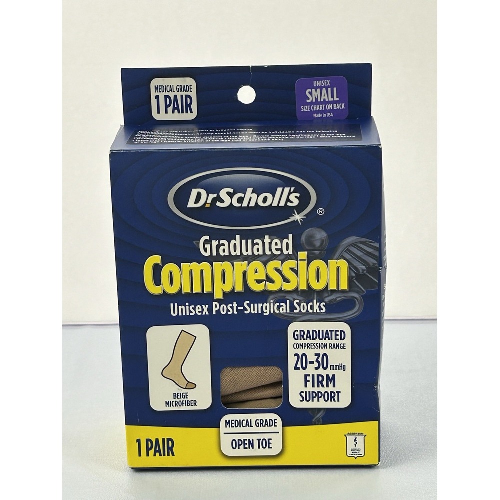 Dr Scholl's Compression Socks Small 20-30 mmHg Open Toe Beige Medical Grade
